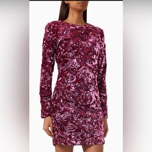 YAS Sequin Velvet Bodycon Mini Dress Size L NWT